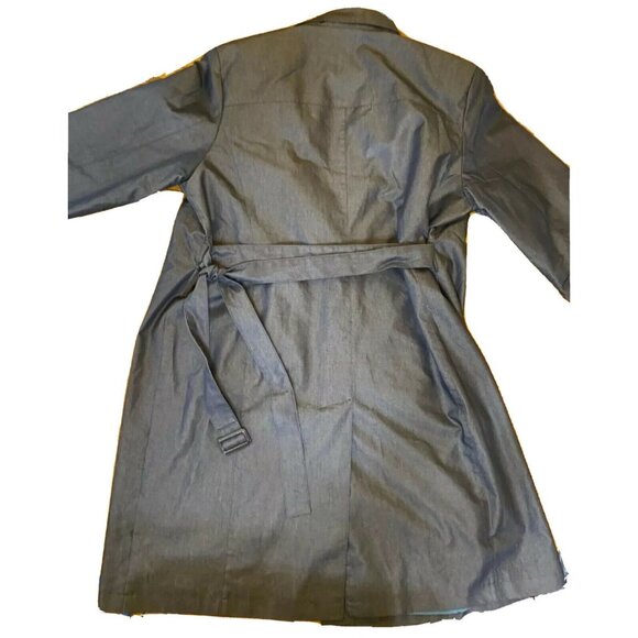 Jones New York Blue Button-Up Trench Coat With Belt Womens M Cotton Blend - Picture 7 of 8